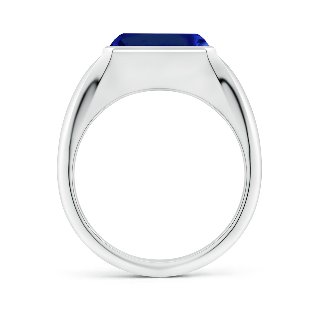 10x8mm Lab-Grown Emerald-Cut Blue Sapphire Signet Ring in P950 Platinum - side 199
