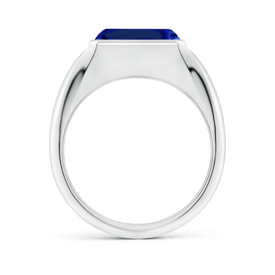 10x8mm Lab-Grown Emerald-Cut Blue Sapphire Signet Ring in P950 Platinum side 199