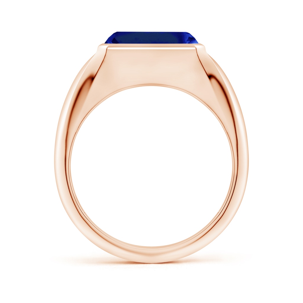 10x8mm Lab-Grown Emerald-Cut Blue Sapphire Signet Ring in Rose Gold - side 199