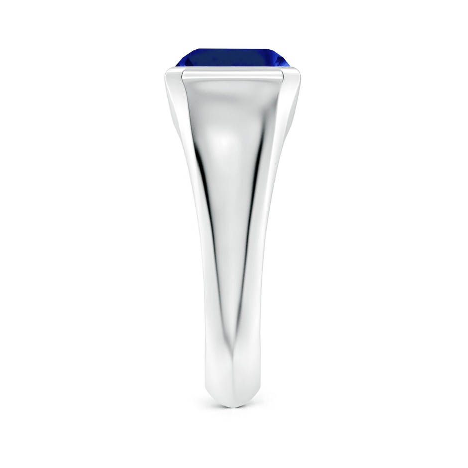 10x8mm Lab-Grown Emerald-Cut Blue Sapphire Signet Ring in S999 Silver side 299