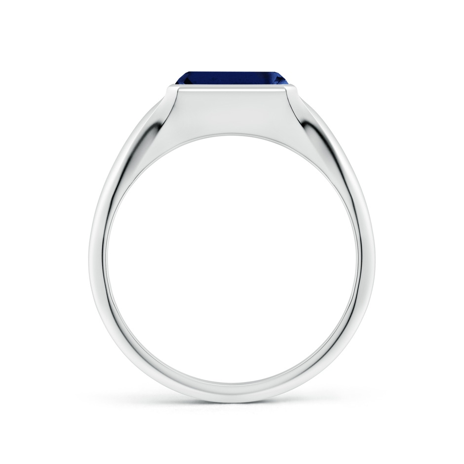 8x6mm AAA Emerald-Cut Blue Sapphire Signet Ring in White Gold side 199