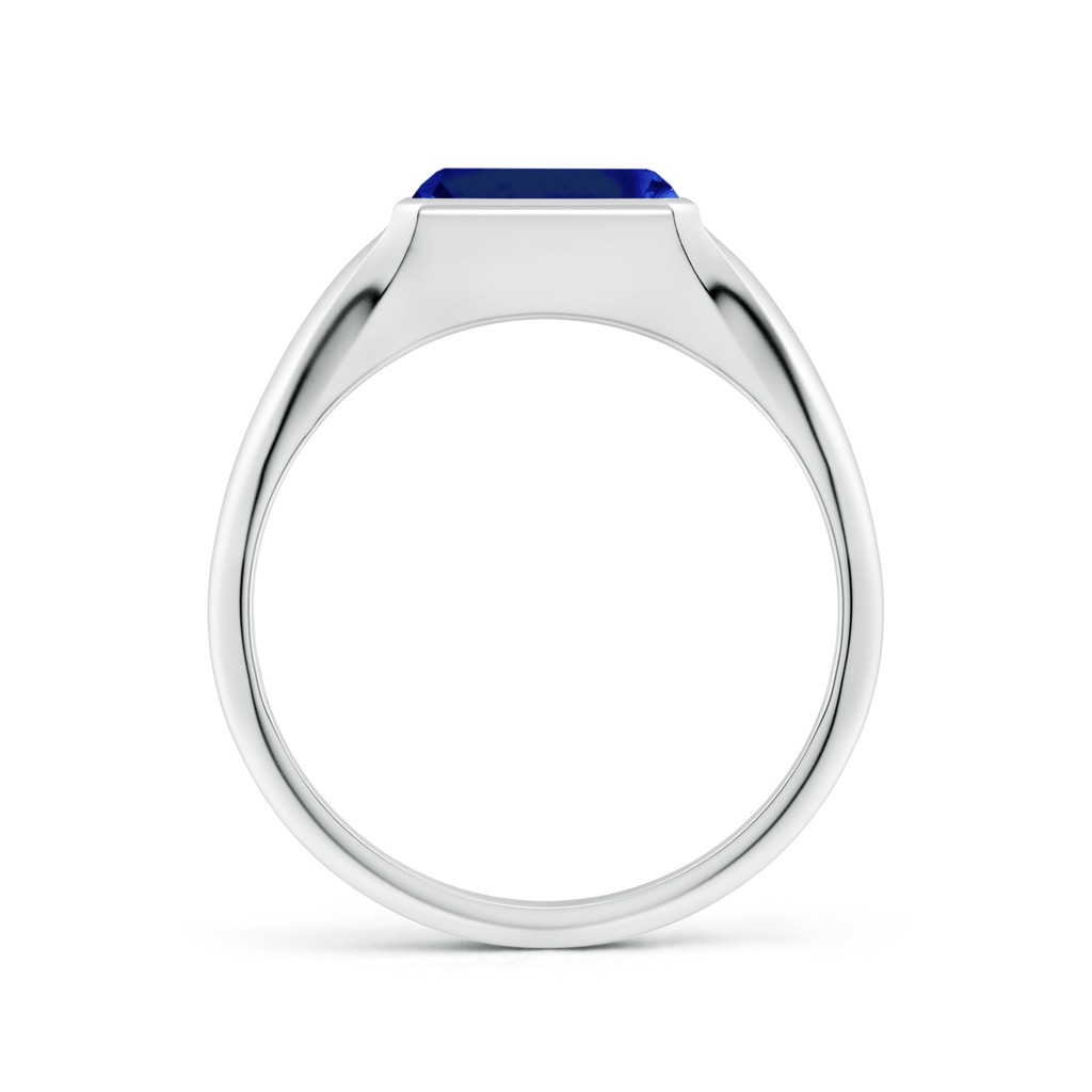 8x6mm Lab-Grown Emerald-Cut Blue Sapphire Signet Ring in White Gold - side 199