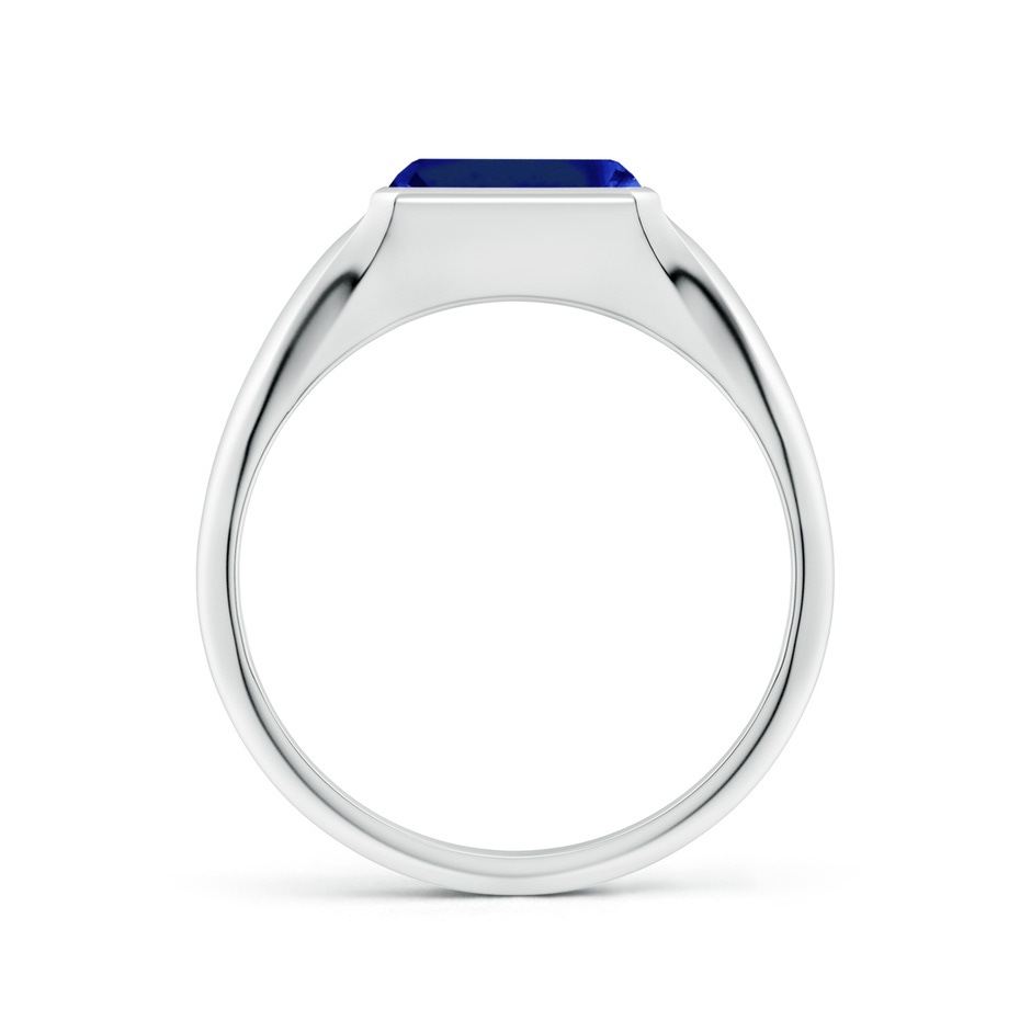 8x6mm Lab-Grown Emerald-Cut Blue Sapphire Signet Ring in White Gold side 199