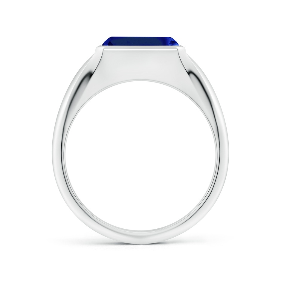 9x7mm Lab-Grown Emerald-Cut Blue Sapphire Signet Ring in S999 Silver side 199