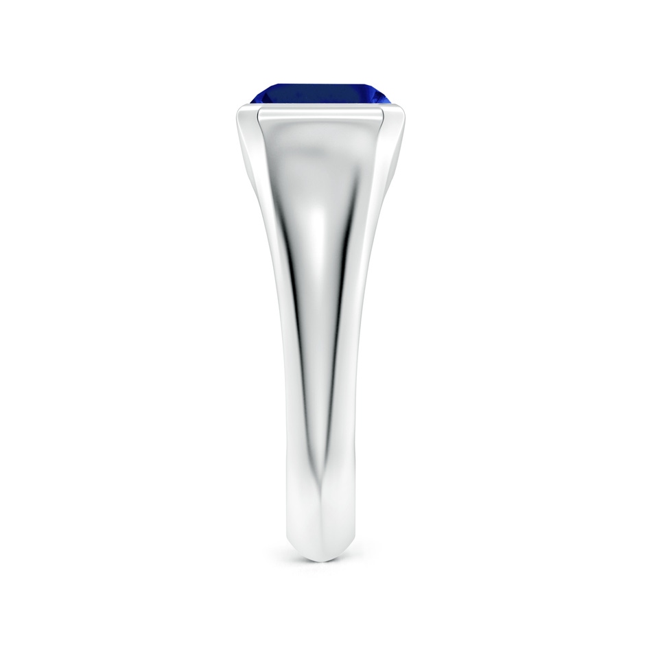 9x7mm Lab-Grown Emerald-Cut Blue Sapphire Signet Ring in S999 Silver side 299