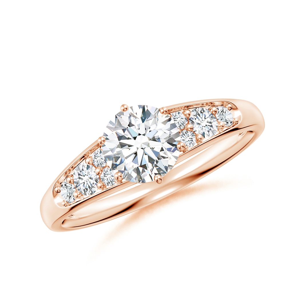 6mm GVS2 Round Diamond Engagement Ring with Accents in Rose Gold