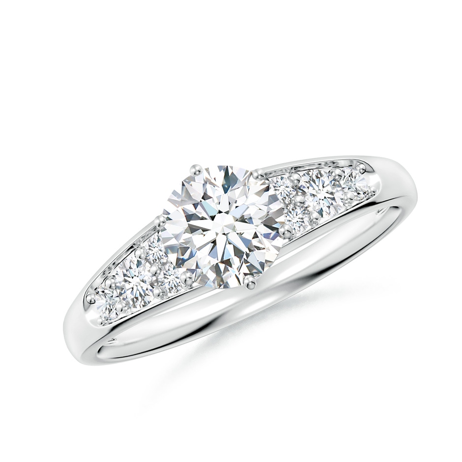 6mm GVS2 Round Diamond Engagement Ring with Accents in White Gold 