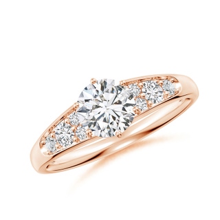 6mm HSI2 Round Diamond Engagement Ring with Accents in Rose Gold