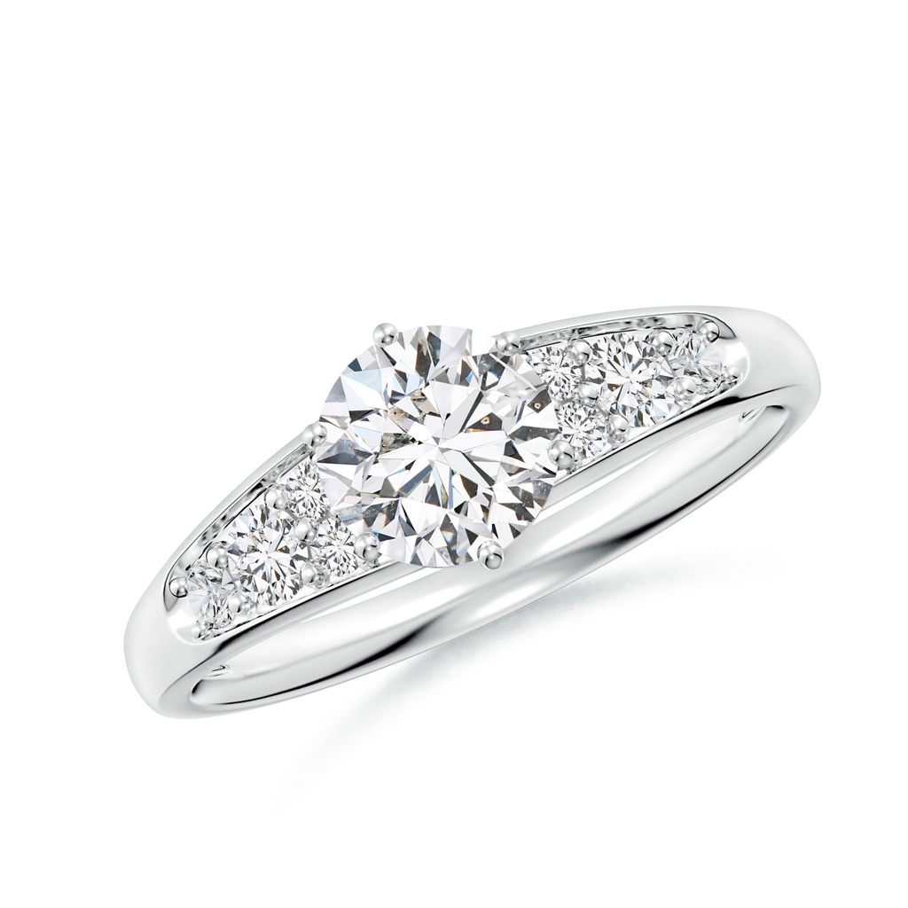 6mm HSI2 Round Diamond Engagement Ring with Accents in White Gold