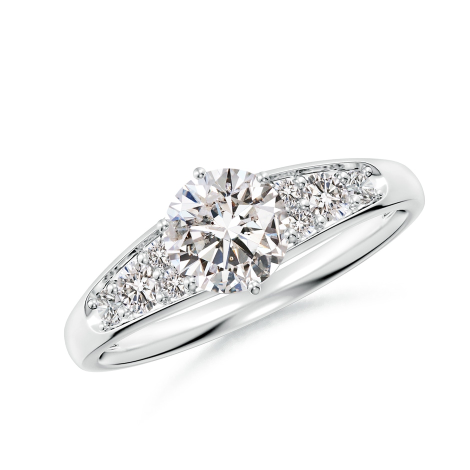 6mm IJI1I2 Round Diamond Engagement Ring with Accents in P950 Platinum 