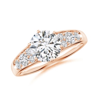 7.4mm HSI2 Round Diamond Engagement Ring with Accents in 10K Rose Gold