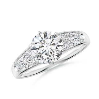 7.4mm HSI2 Round Diamond Engagement Ring with Accents in S999 Silver