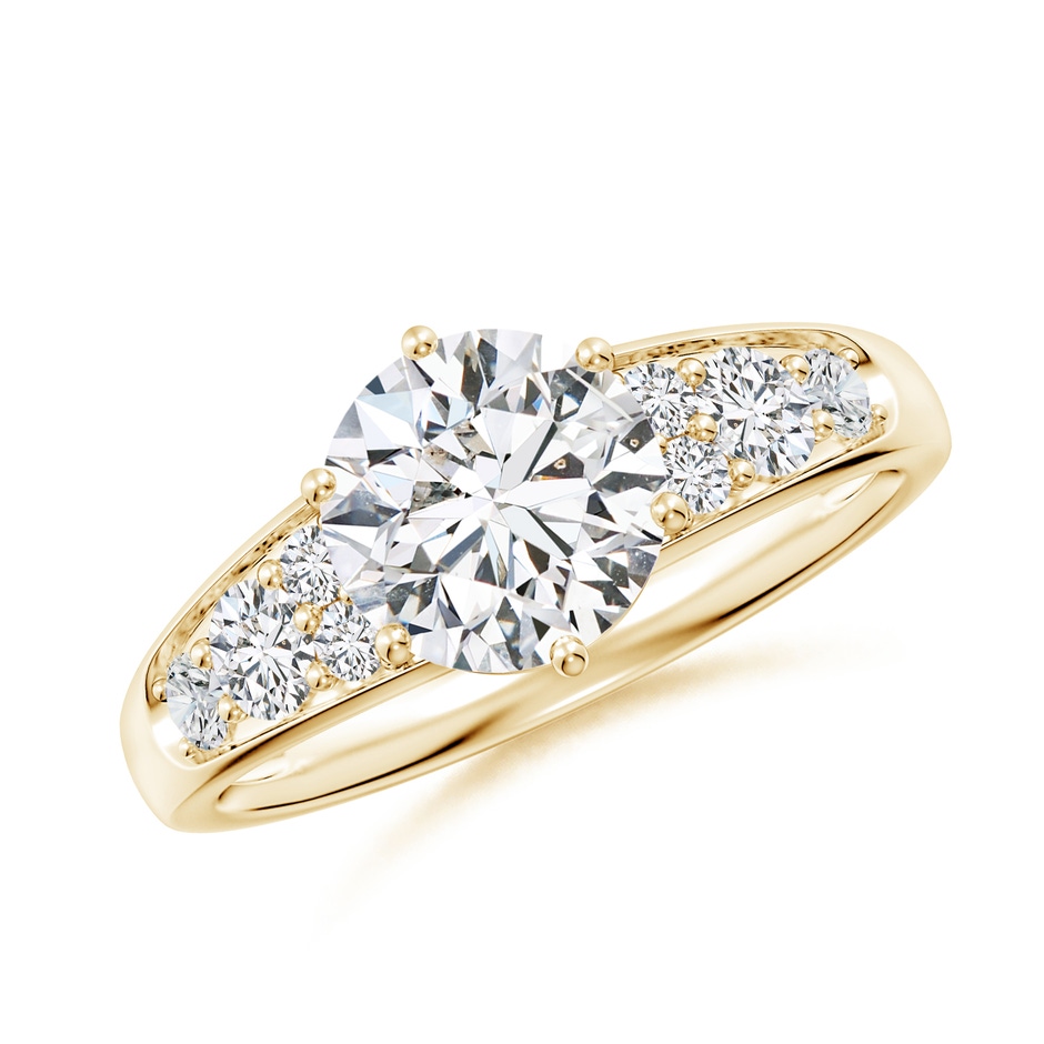 7.4mm HSI2 Round Diamond Engagement Ring with Accents in Yellow Gold 