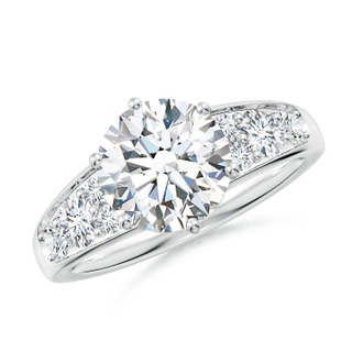 8.5mm GVS2 Round Diamond Engagement Ring with Accents in P950 Platinum