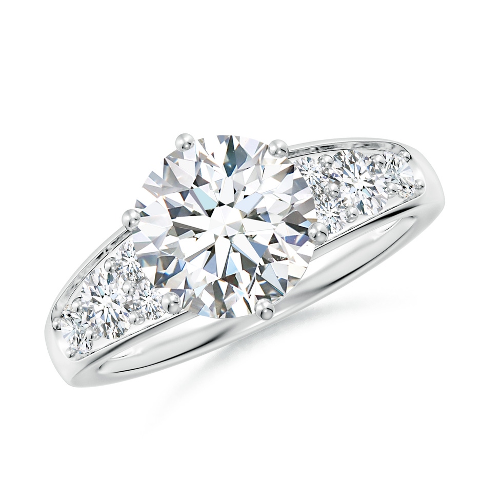 8.5mm GVS2 Round Diamond Engagement Ring with Accents in S999 Silver 