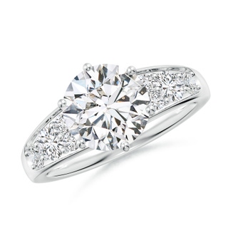 8.5mm HSI2 Round Diamond Engagement Ring with Accents in P950 Platinum