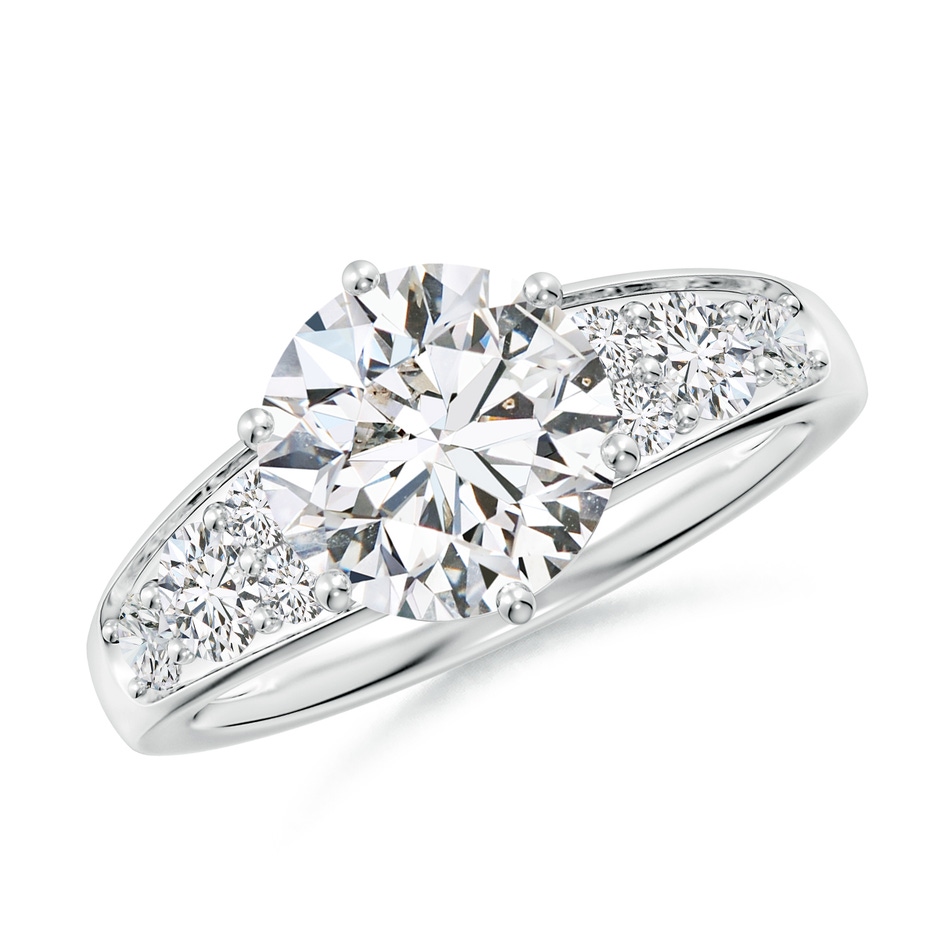 8.5mm HSI2 Round Diamond Engagement Ring with Accents in White Gold 