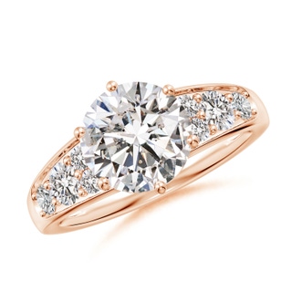 8.5mm IJI1I2 Round Diamond Engagement Ring with Accents in 9K Rose Gold