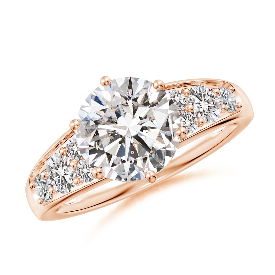 8.5mm IJI1I2 Round Diamond Engagement Ring with Accents in Rose Gold 