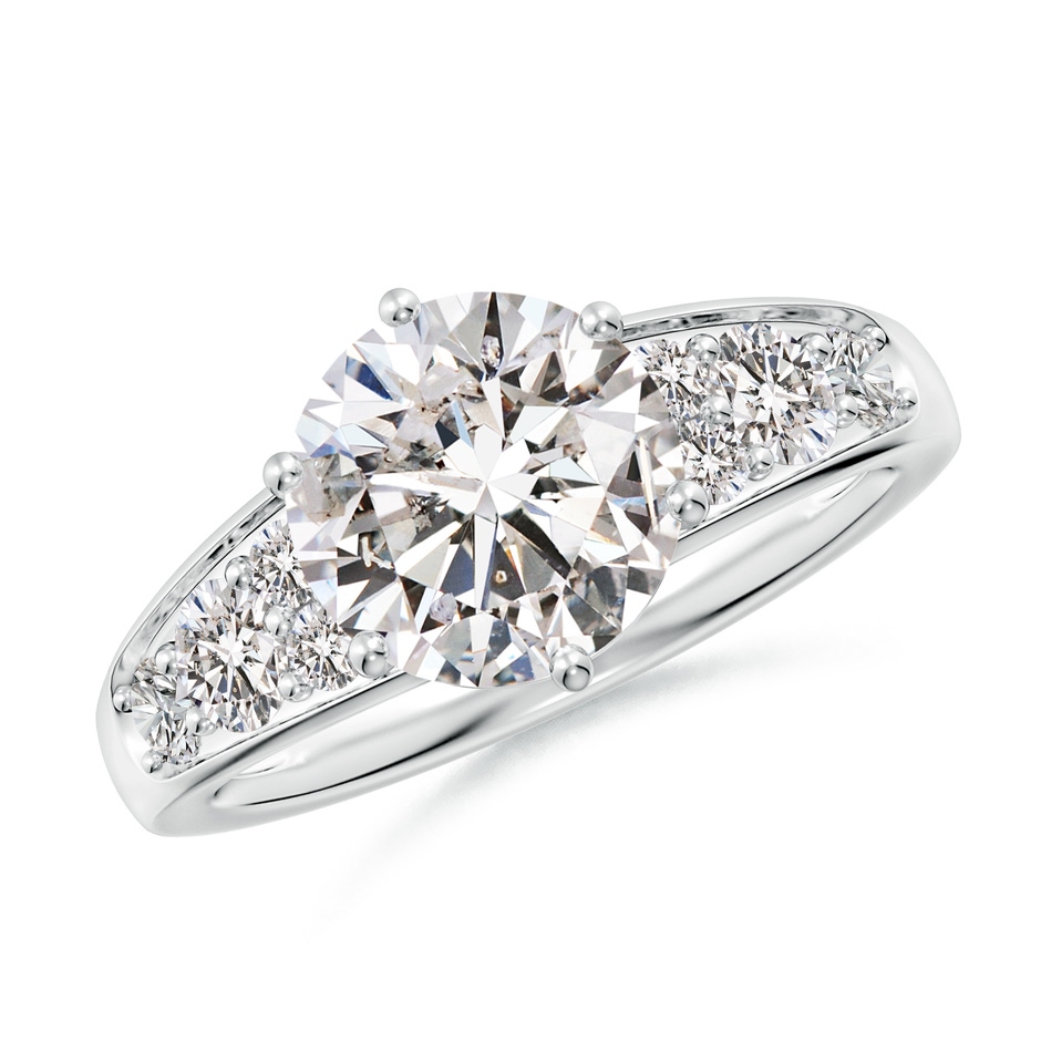 8.5mm IJI1I2 Round Diamond Engagement Ring with Accents in White Gold 