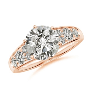 8.5mm KI3 Round Diamond Engagement Ring with Accents in 10K Rose Gold