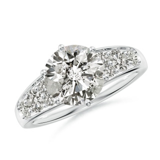 8.5mm KI3 Round Diamond Engagement Ring with Accents in S999 Silver