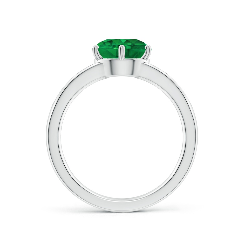 8mm AAA Round Emerald Engagement Ring with Diamonds in White Gold side 199