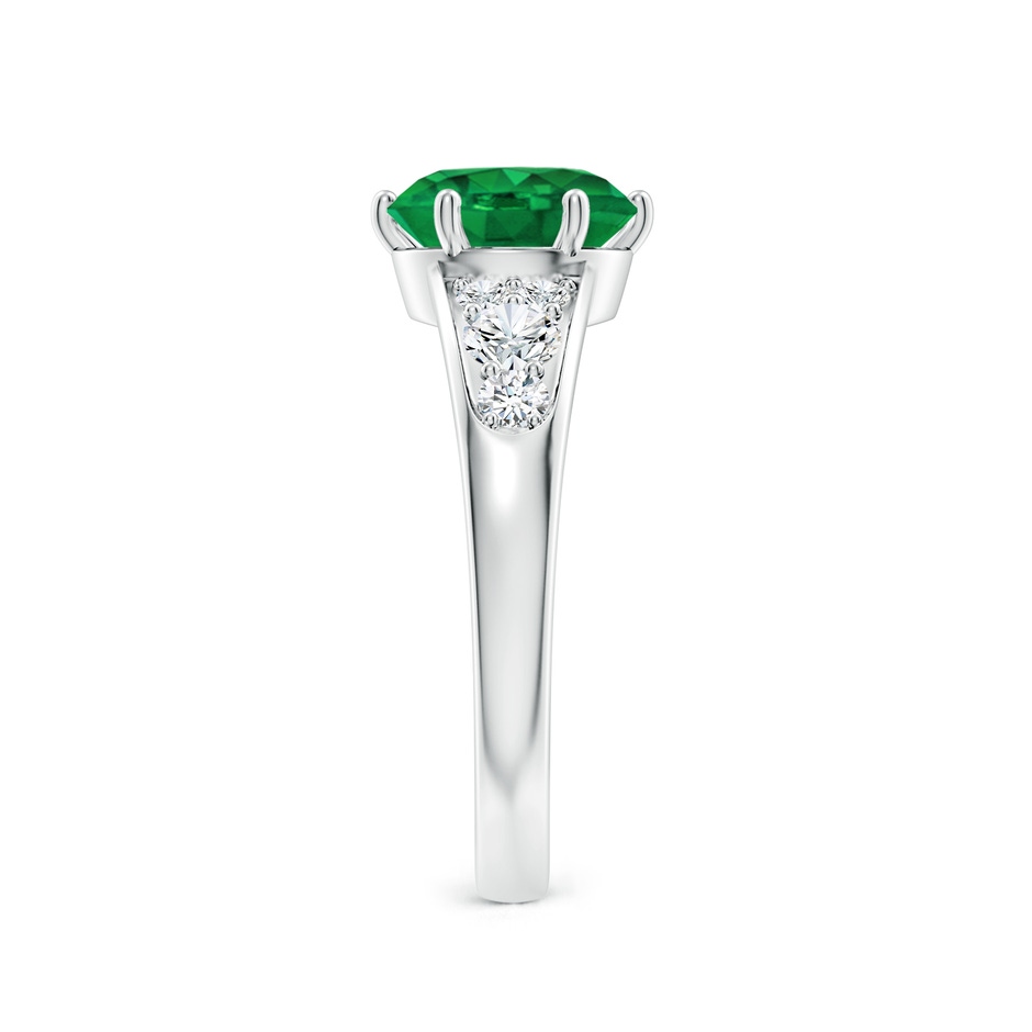 8mm AAA Round Emerald Engagement Ring with Diamonds in White Gold side 299