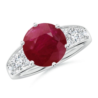 10mm A Round Ruby Engagement Ring with Diamonds in P950 Platinum