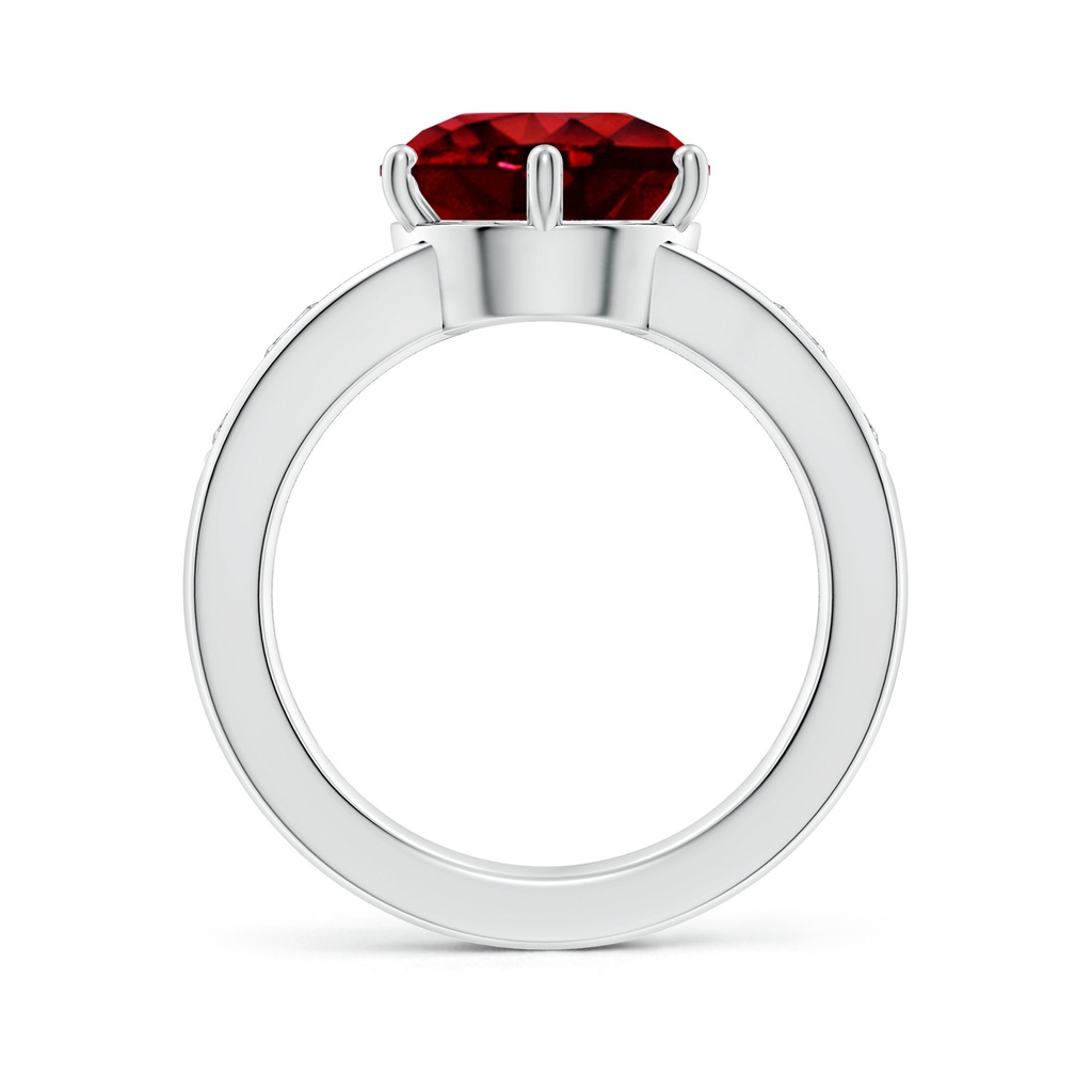 10mm AAAA Round Ruby Engagement Ring with Diamonds in S999 Silver Side 199