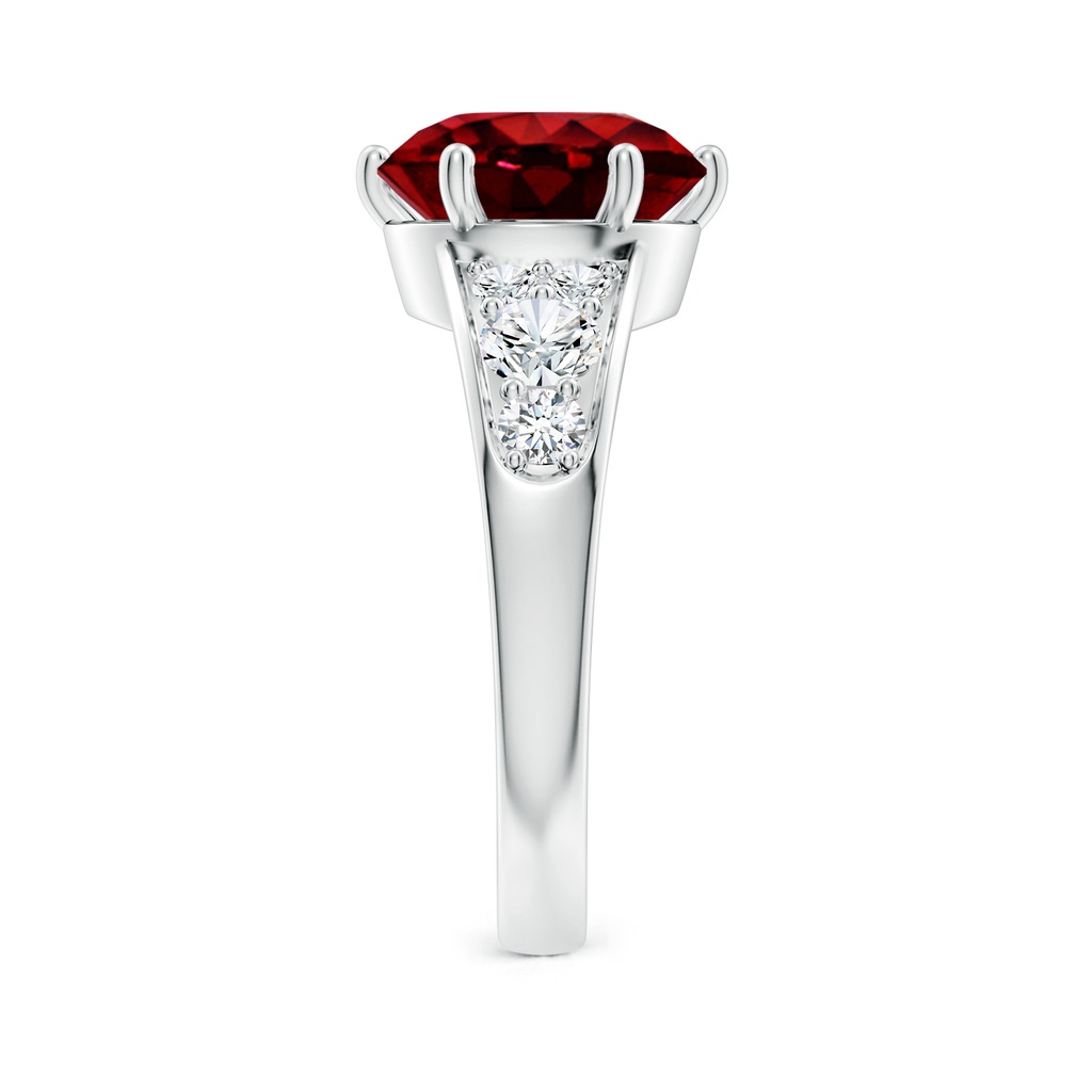 10mm AAAA Round Ruby Engagement Ring with Diamonds in S999 Silver Side 299