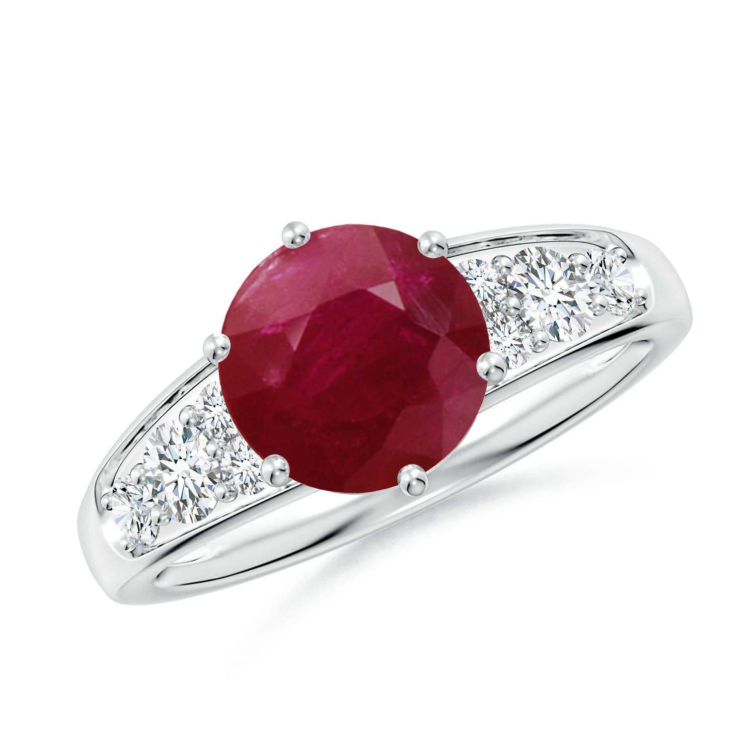 Round Ruby Engagement Ring with Diamonds