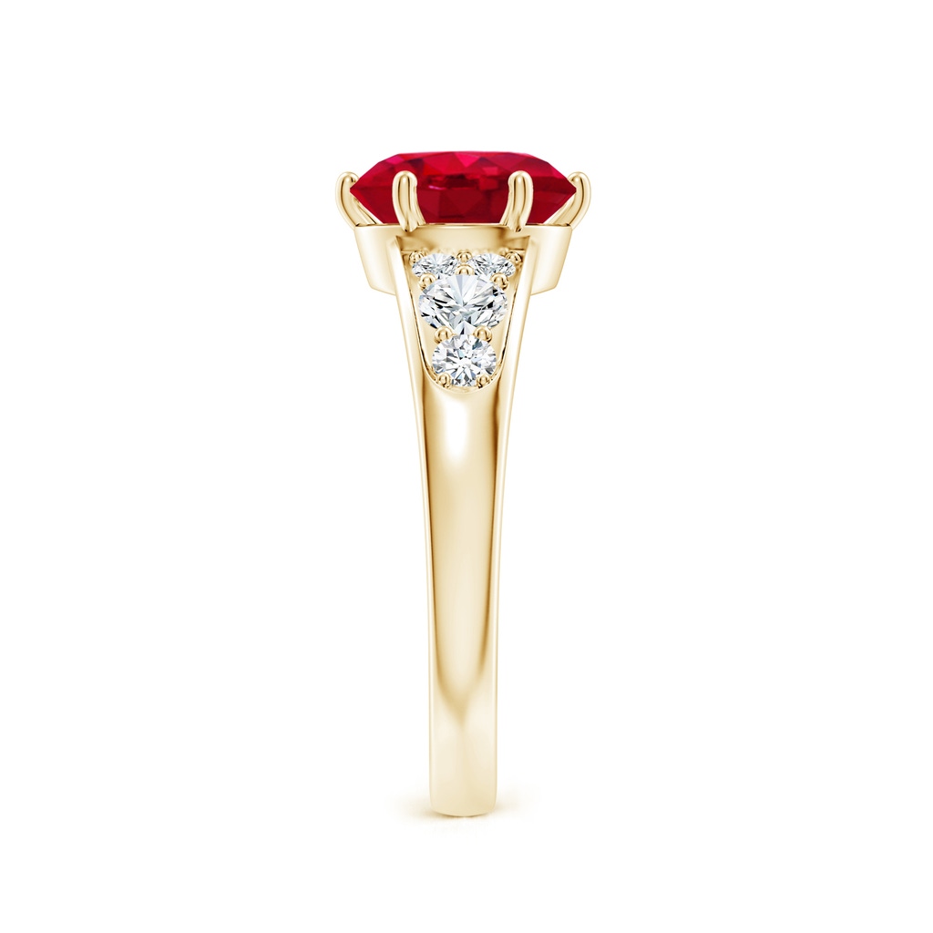 8mm AAA Round Ruby Engagement Ring with Diamonds in Yellow Gold Side 299