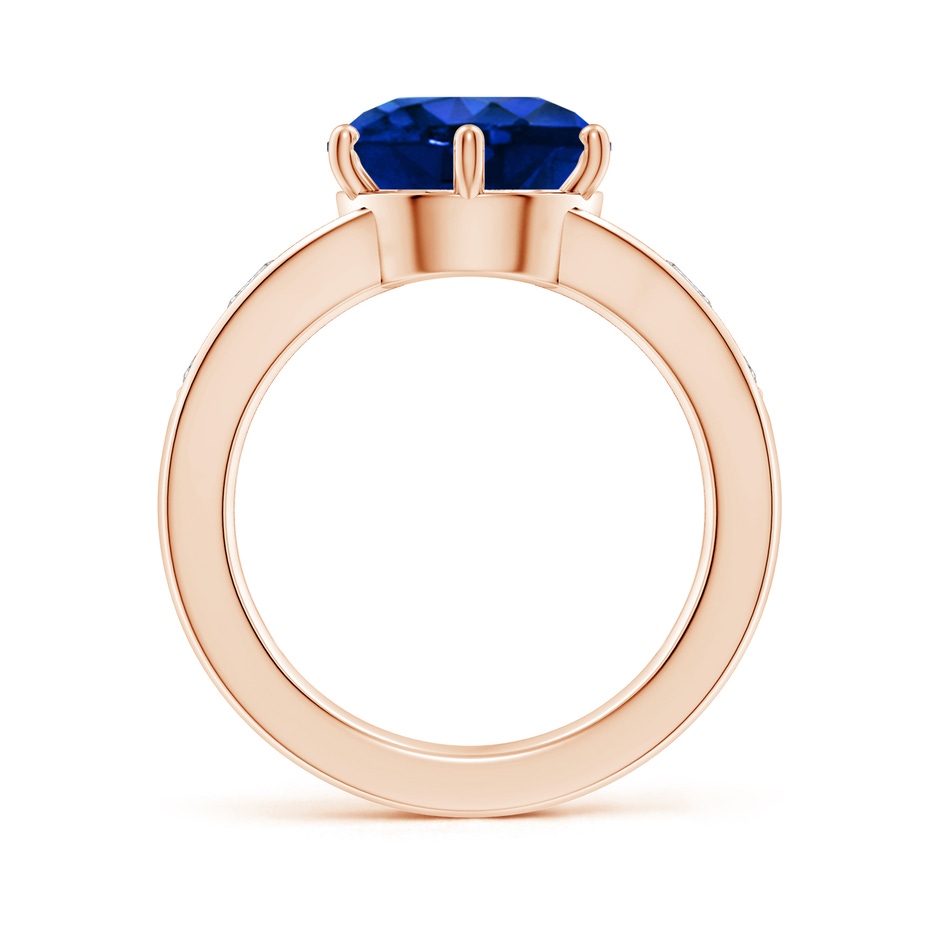 10mm Lab-Grown Round Blue Sapphire Engagement Ring with Diamonds in Rose Gold side 199