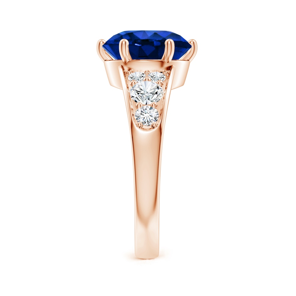 10mm Lab-Grown Round Blue Sapphire Engagement Ring with Diamonds in Rose Gold side 299