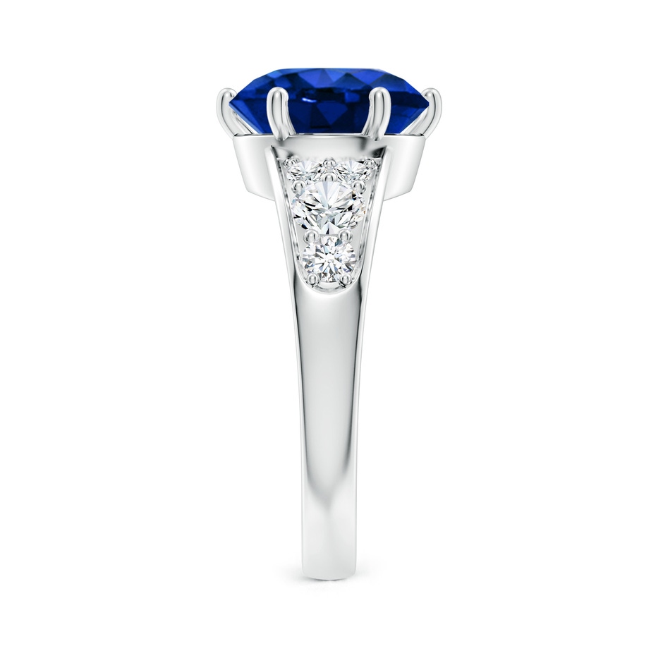 10mm Lab-Grown Round Blue Sapphire Engagement Ring with Diamonds in S999 Silver side 299