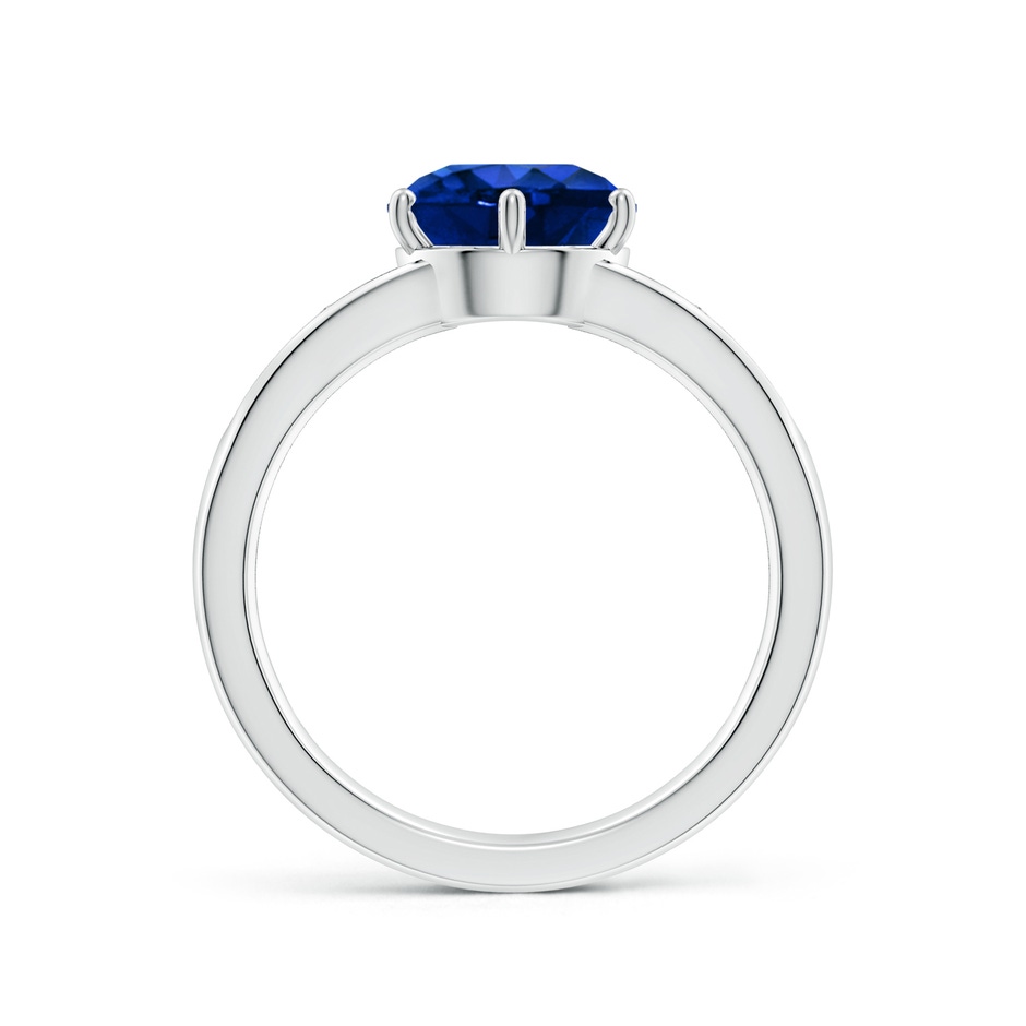 8mm Lab-Grown Round Blue Sapphire Engagement Ring with Diamonds in P950 Platinum side 199