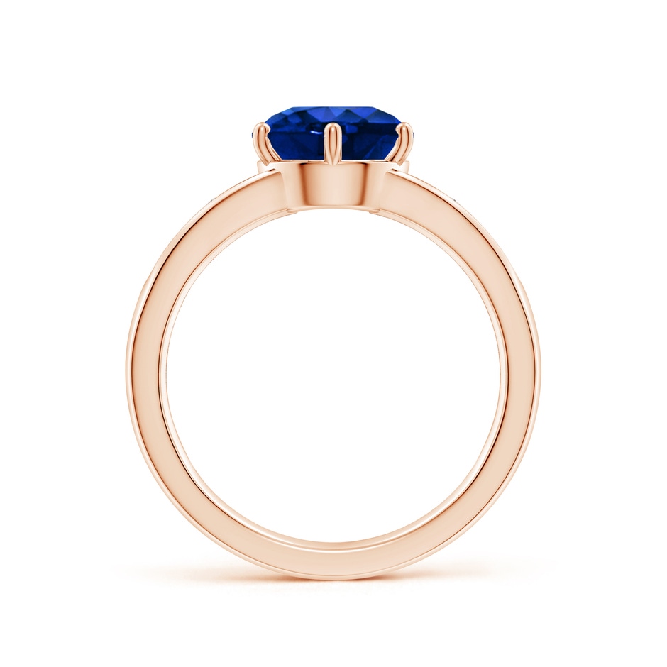 8mm Lab-Grown Round Blue Sapphire Engagement Ring with Diamonds in Rose Gold side 199