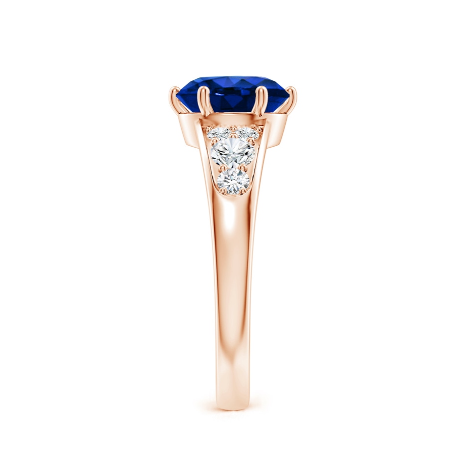 8mm Lab-Grown Round Blue Sapphire Engagement Ring with Diamonds in Rose Gold side 299