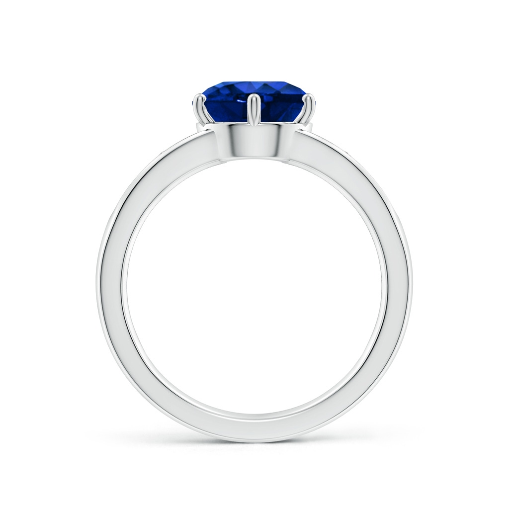 8mm Lab-Grown Round Blue Sapphire Engagement Ring with Diamonds in White Gold - side 199