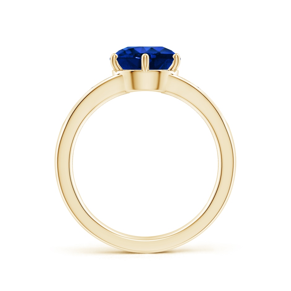 8mm Lab-Grown Round Blue Sapphire Engagement Ring with Diamonds in Yellow Gold side 199