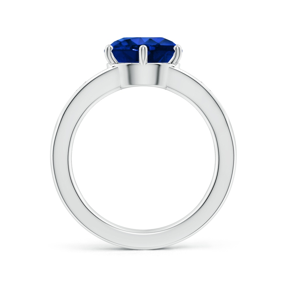 9mm Lab-Grown Round Blue Sapphire Engagement Ring with Diamonds in P950 Platinum side 199