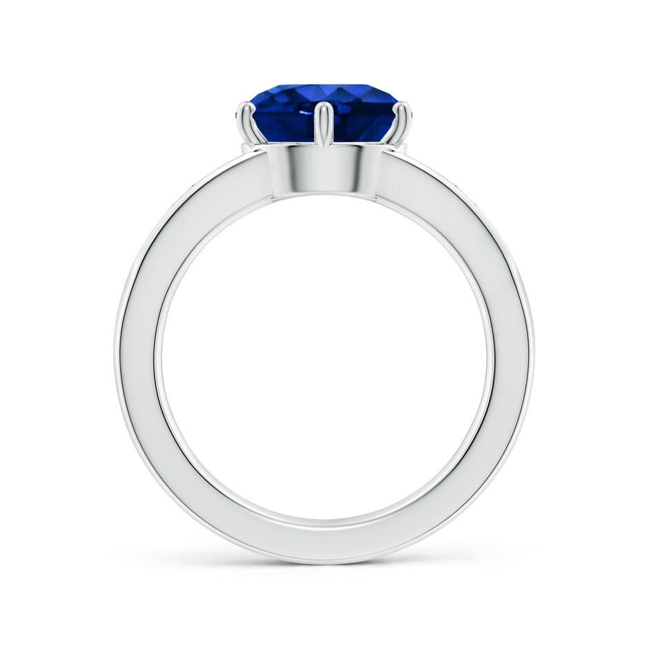 9mm Lab-Grown Round Blue Sapphire Engagement Ring with Diamonds in White Gold side 199
