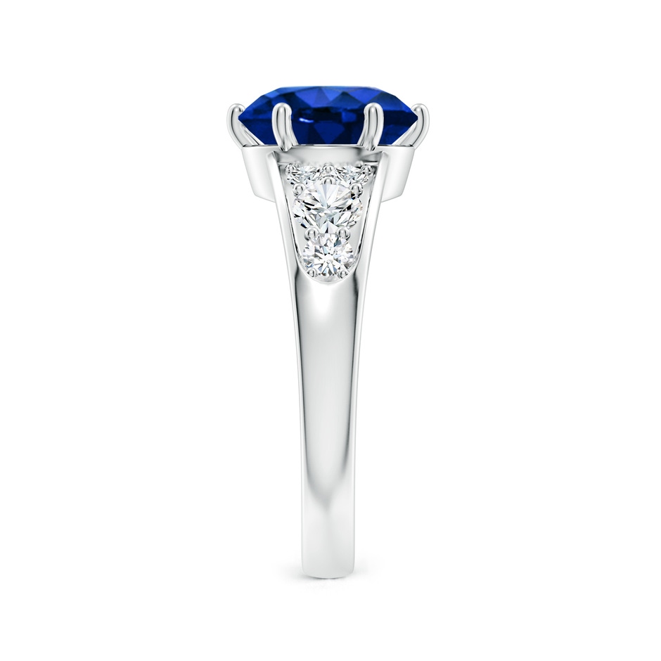 9mm Lab-Grown Round Blue Sapphire Engagement Ring with Diamonds in White Gold side 299