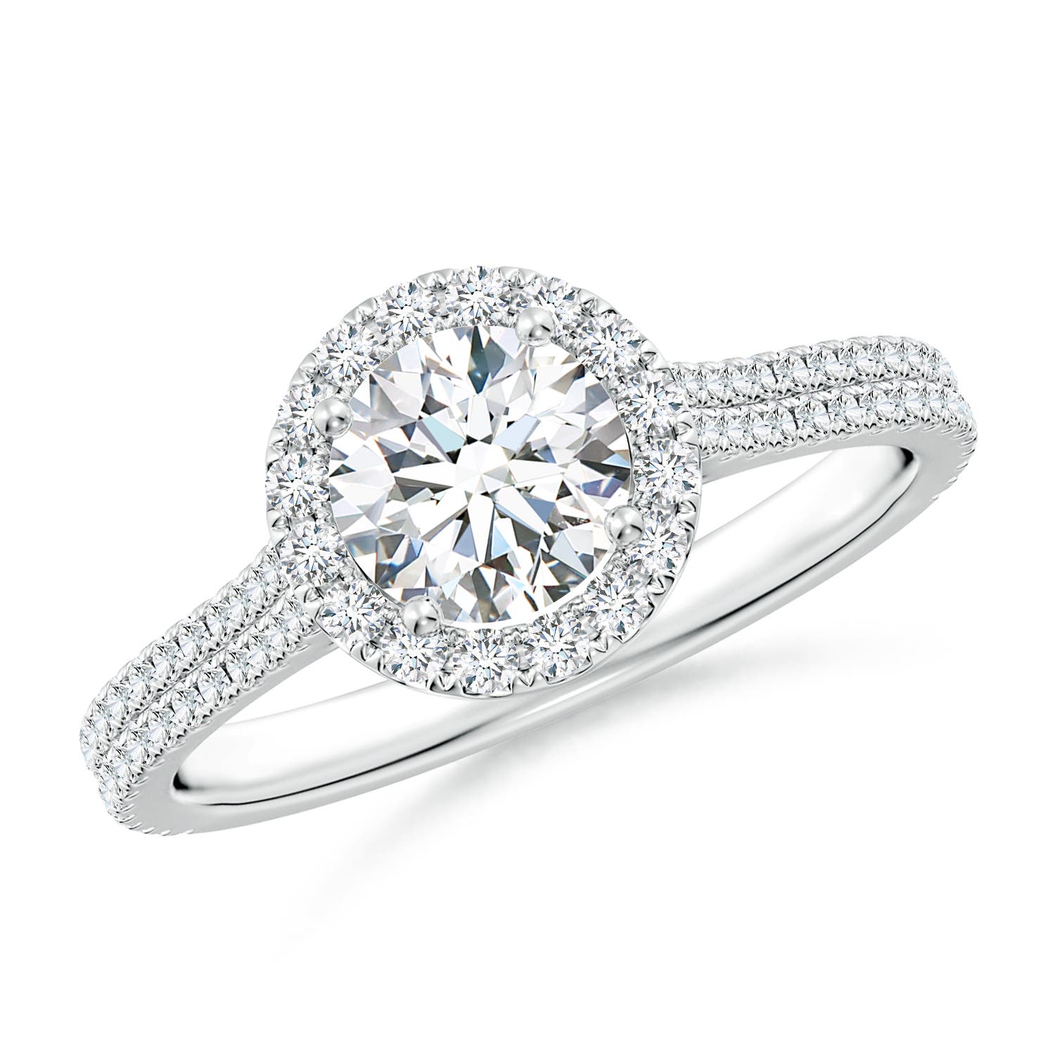 Round Diamond Halo Ring with Accents