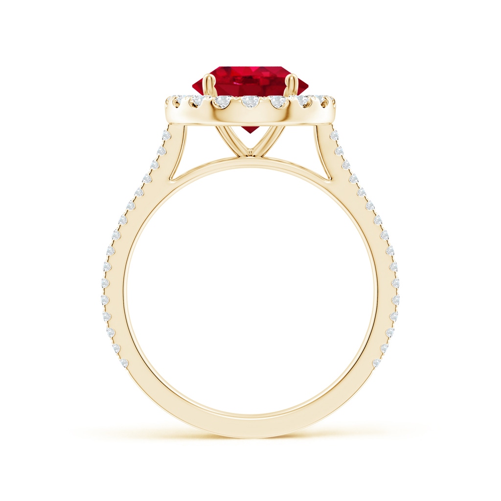 8mm AAA Round Ruby Halo Ring with Diamond Accents in Yellow Gold Side 199