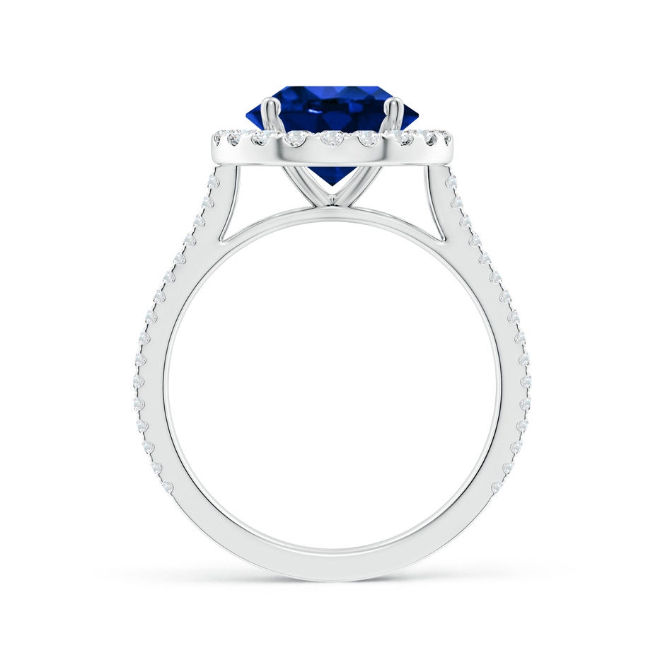 9mm AAAA Round Blue Sapphire Halo Ring with Diamond Accents in White Gold side 199