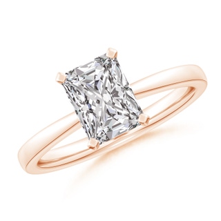 8x6mm IJI1I2 Radiant-Cut Diamond Reverse Tapered Shank Solitaire Engagement Ring in Rose Gold