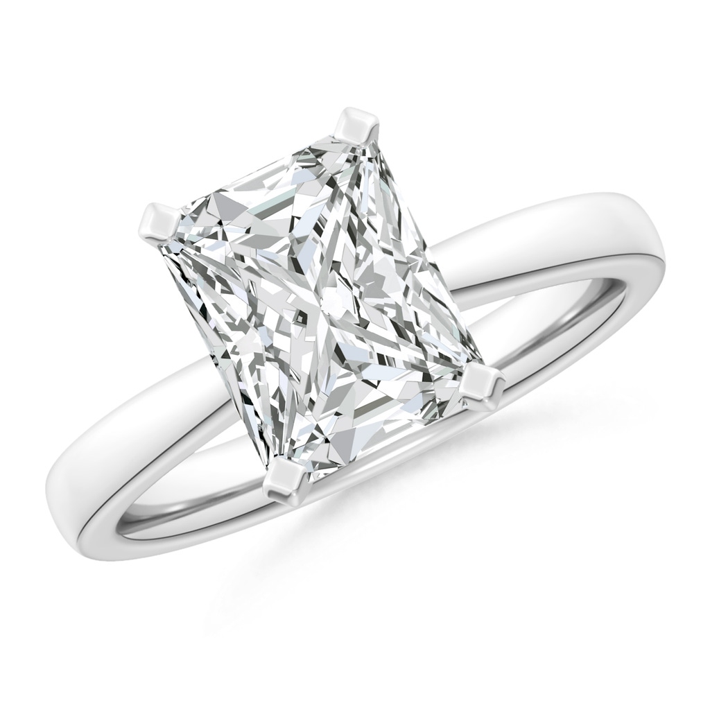 9.5x7.5mm HSI2 Radiant-Cut Diamond Reverse Tapered Shank Solitaire Engagement Ring in White Gold