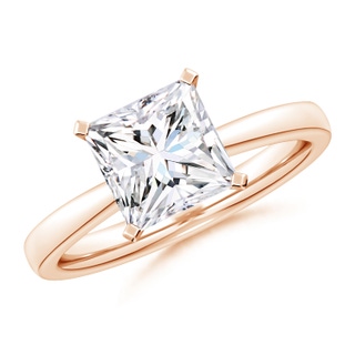 7.4mm GVS2 Princess-Cut Diamond Reverse Tapered Shank Solitaire Engagement Ring in 9K Rose Gold